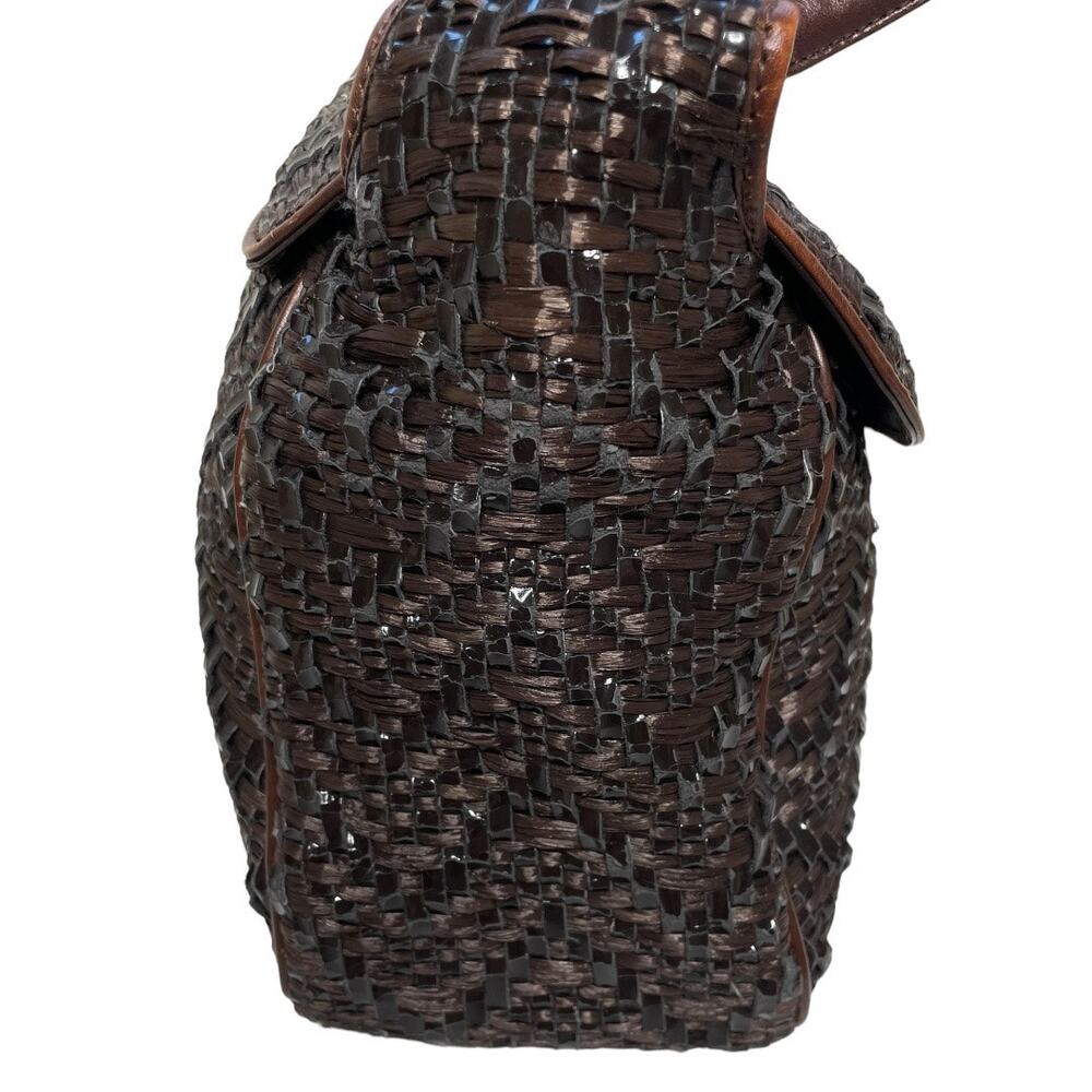 Marni Brown Raffia & Glossy Leather Woven Large Shoulder Bag - Picture 4 of 9